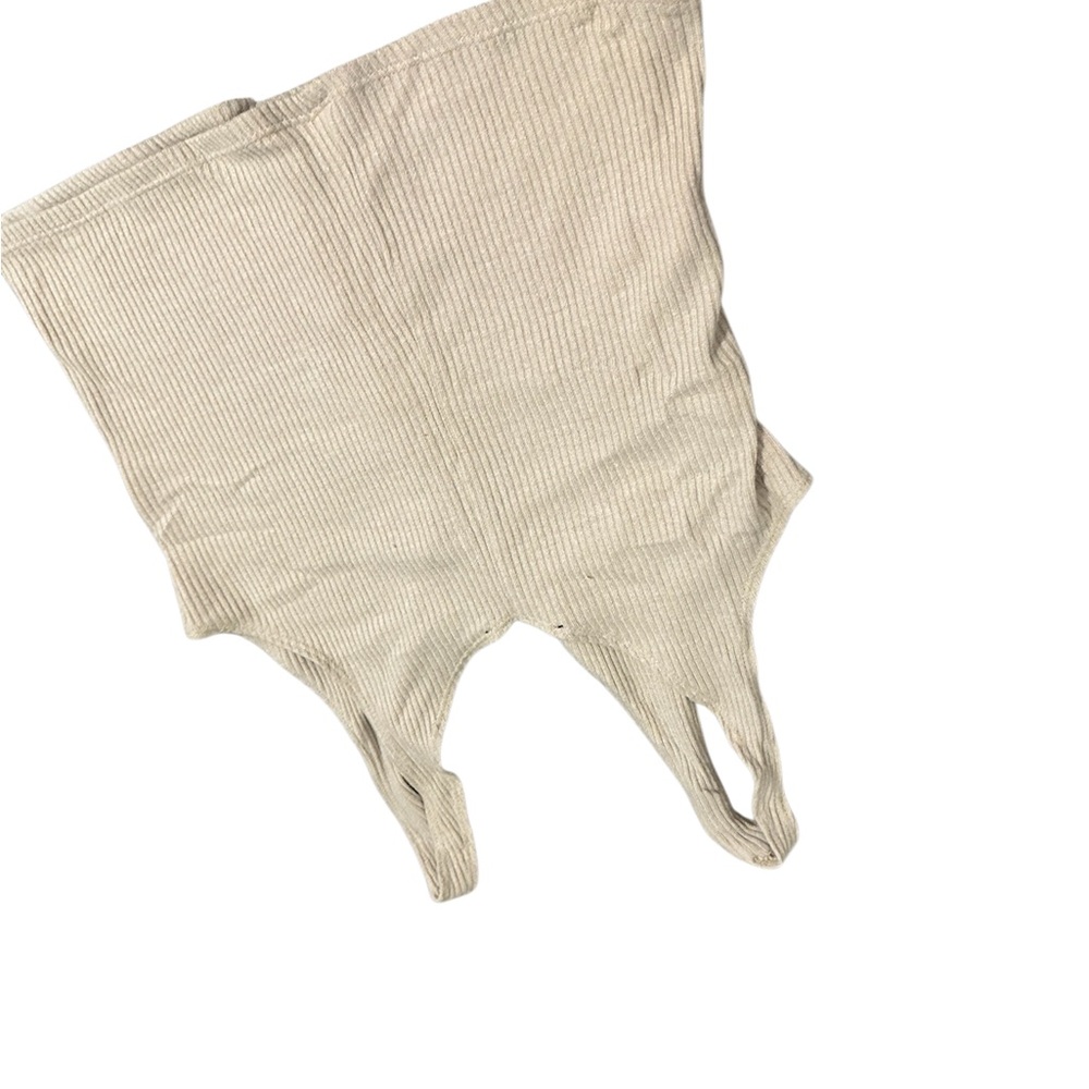 Lulu's Beige Ribbed Button-Down Crop Top - Picture 3 of 5